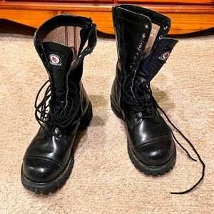Carolina- 10" Vintage Leather Munson Para Jump Boot w/Side Zip punk